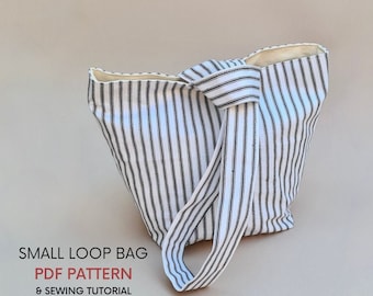 Small Loop Bag | PDF Sewing Pattern & Tutorial | Pull Through Closure | Digital Download | Easy Minimal Design | Cute Canvas Everyday Bag