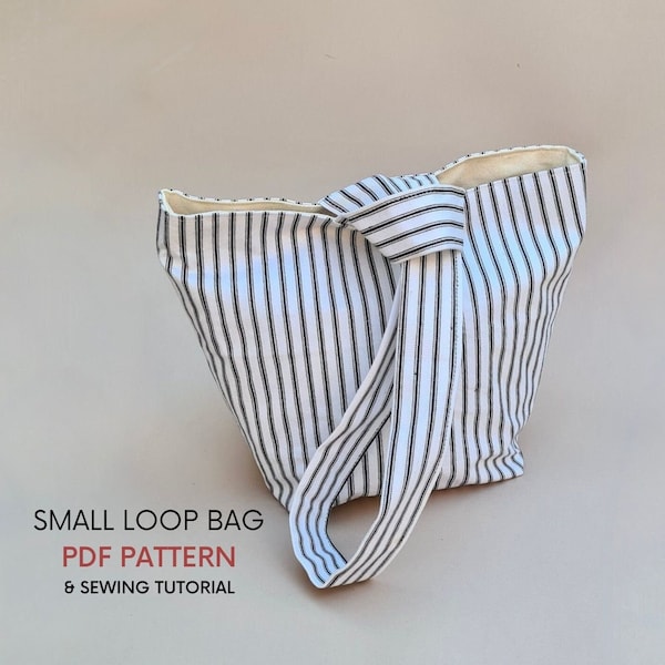 Small Loop Bag | PDF Sewing Pattern & Tutorial | Pull Through Closure | Digital Download | Easy Minimal Design | Cute Canvas Everyday Bag