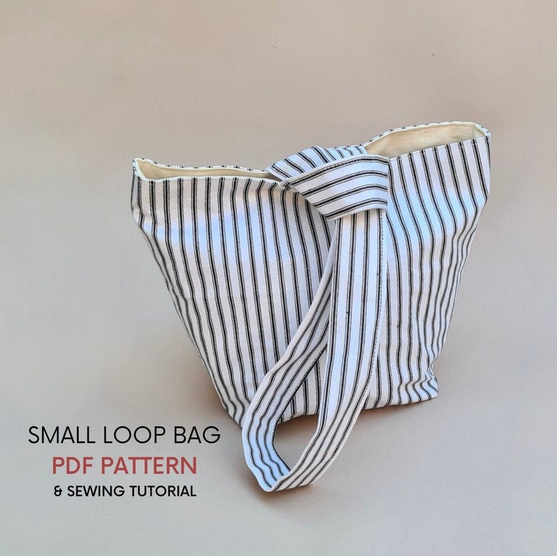 Small Loop Bag PDF Sewing Pattern & Tutorial Pull Through Closure Digital Download Easy Minimal Design Cute Canvas Everyday Bag image 1