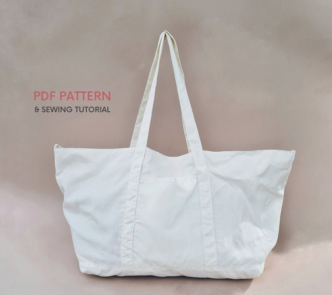 Large Tote Bag With Pockets PDF Sewing Pattern & Tutorial - Etsy