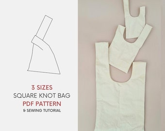 Three Sizes of Square Knot Bag | PDF Sewing Pattern and Tutorial | Small Medium & Large Bags | Fun Easy Sewing Project