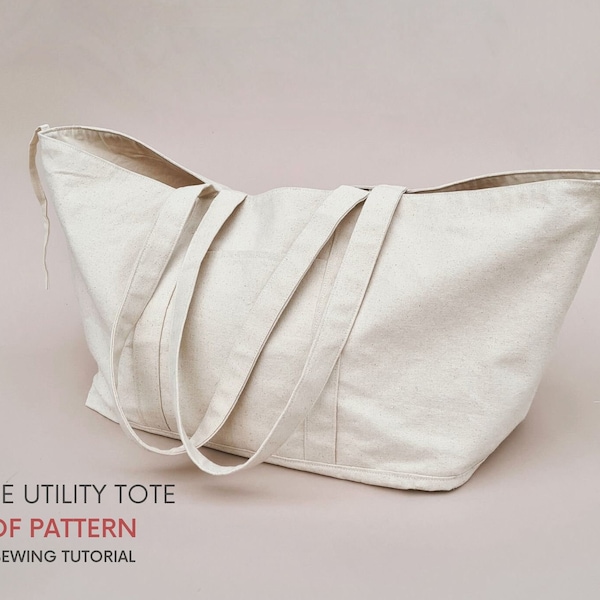 Big Reversible Pocket Tote | PDF Sewing Pattern & Tutorial | Instant Digital Download | Fun Easy Shoulder Bag | Large Beach Bag with Ties