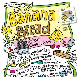 Wie man Bananenbrot macht (Familie lustig + Kalenderkarte)