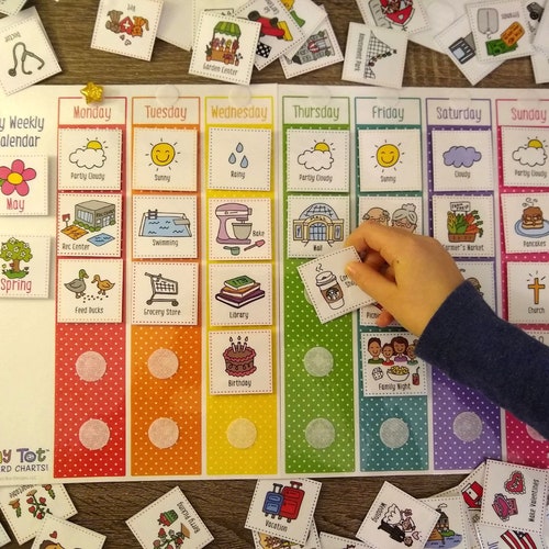Command Center Calendar Weekly Planner Child Responsibilities Visual Calendar Printable Weekly Schedule with 288 Cards Life Skills