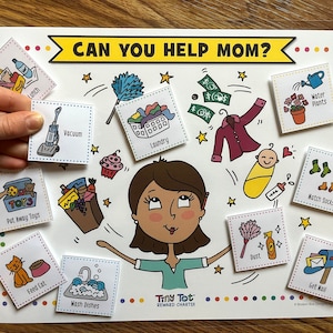 Kun je mama helpen? Chore Chart & 72 Cards, Kids Visual Chore Chart, Chore Schedule, Kids Chore Cards, Family Chore Chart