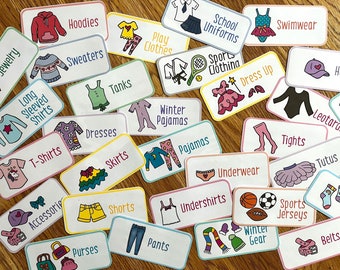 50 Kids Dresser Drawer Labels, Printable Kids Closet Storage Stickers, Kids  Drawer Labels, Organization Labels, Kids Clothing Storage Labels 