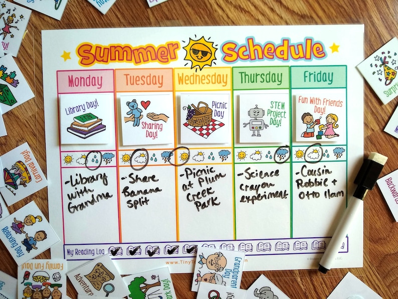 Summer Program Table Summer Themed Schedule & 48 Cards - Etsy