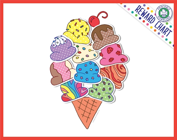 ice cream cone reward chart printable download etsy