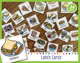 Juego de tarjetas para planificar las comidas del almuerzo