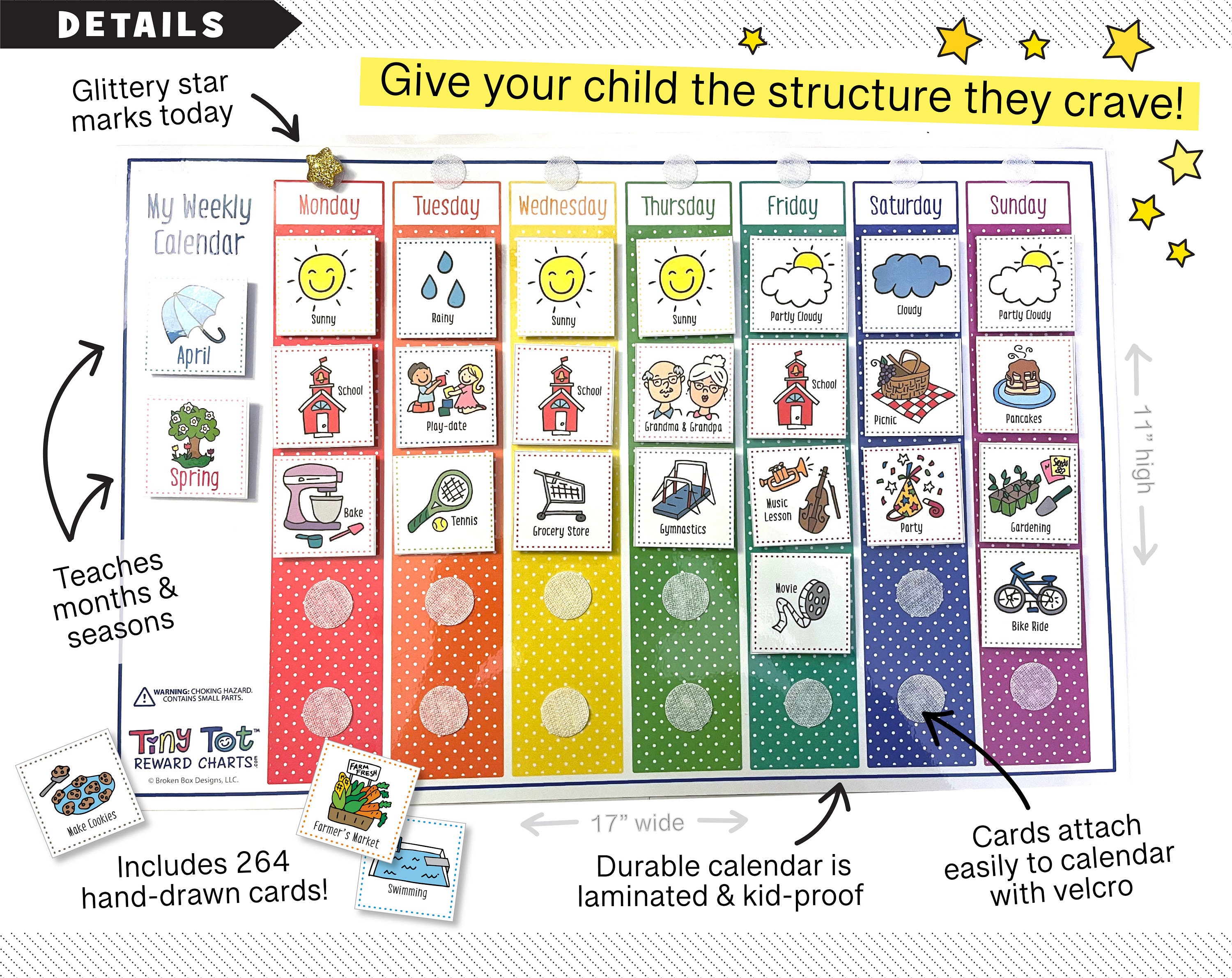 Kids Visual Calendar & Routine Cards | Weekly Visual Calendar for ...