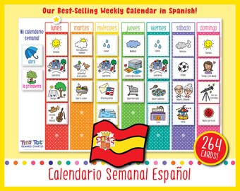 Printable Spanish Weekly Visual Calendar (Includes 264 Cards)