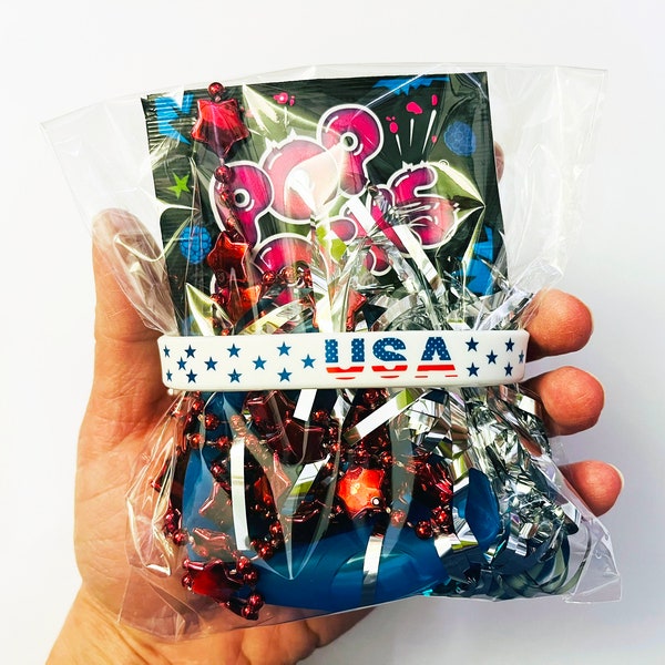 4th of July Premade Party Favor Bags | Pre-Filled Kids Favor Bags | Patriotic/USA Goodie Bag, Independence Day, Memorial Day, Fourth of July