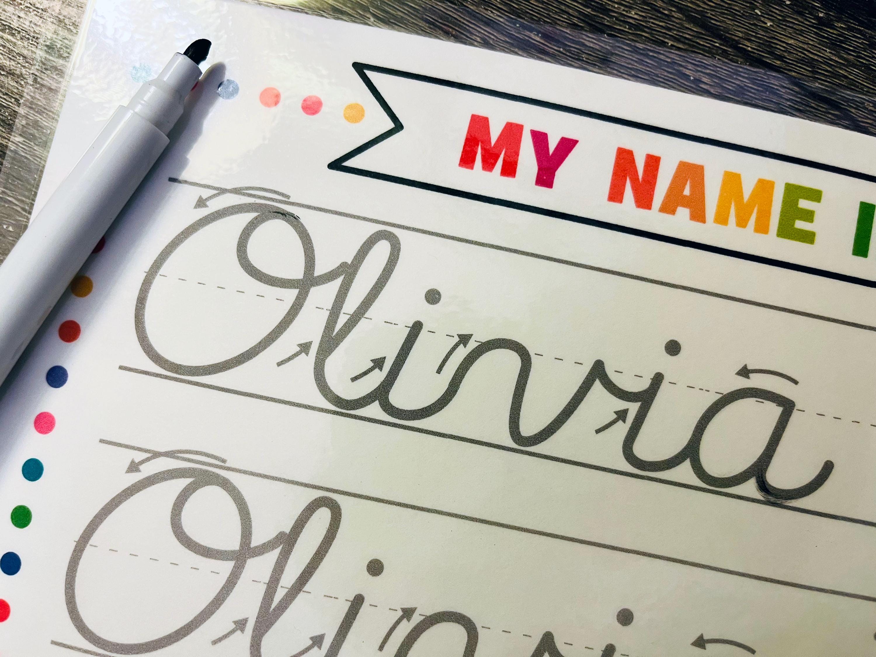 Custom Cursive Name Writing Dry Erase Board | Learn Cursive Handwriting ...