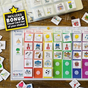Kids Visual Calendar & Routine Cards | Weekly Visual Calendar for Toddler/Kids/Autism/ADHD Picture/PEC Schedule, Montessori, Family/Kid Gift