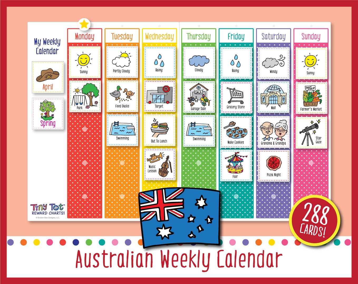 Printable Australian Weekly Visual Calendar Includes 288 | Etsy
