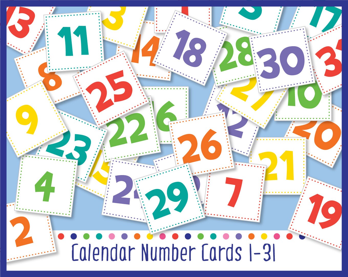 calendar number cards 1 31 printable etsy india