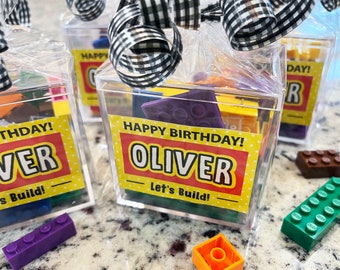 Building Brick Premade Party Favors | Pre-Filled Kids Favor Bags | Personalized Goodie for Lego, Building Brick, Let's Build, Maker, Parties