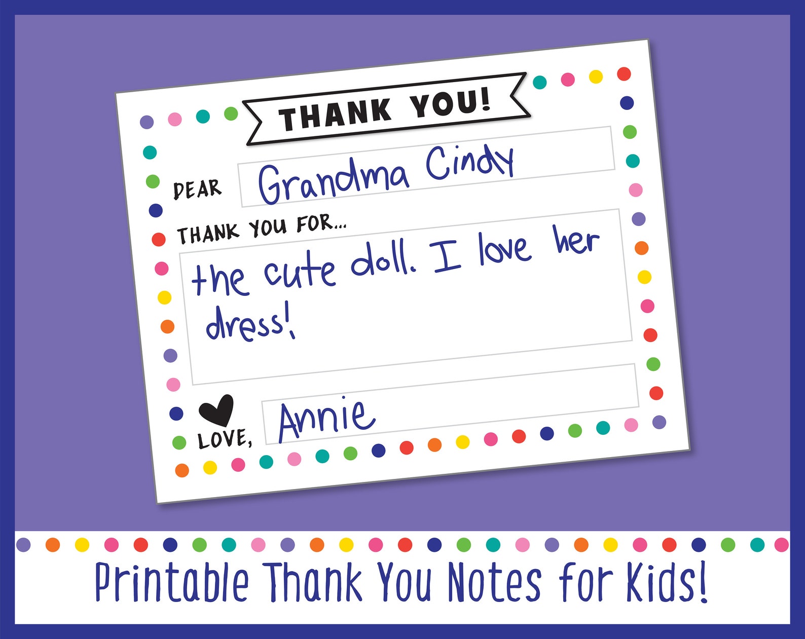 Printable Kids Thank You Note Template Kids Thank You Card - Etsy