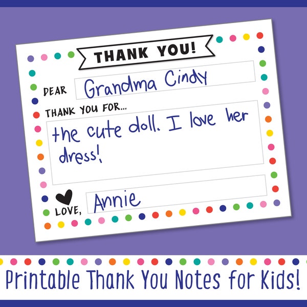 Printable Kids Thank You Note Template, Kids Thank You Card Fill In, Kids Fill In the Blank Thank You Cards Printable, Digital Kid Thank You