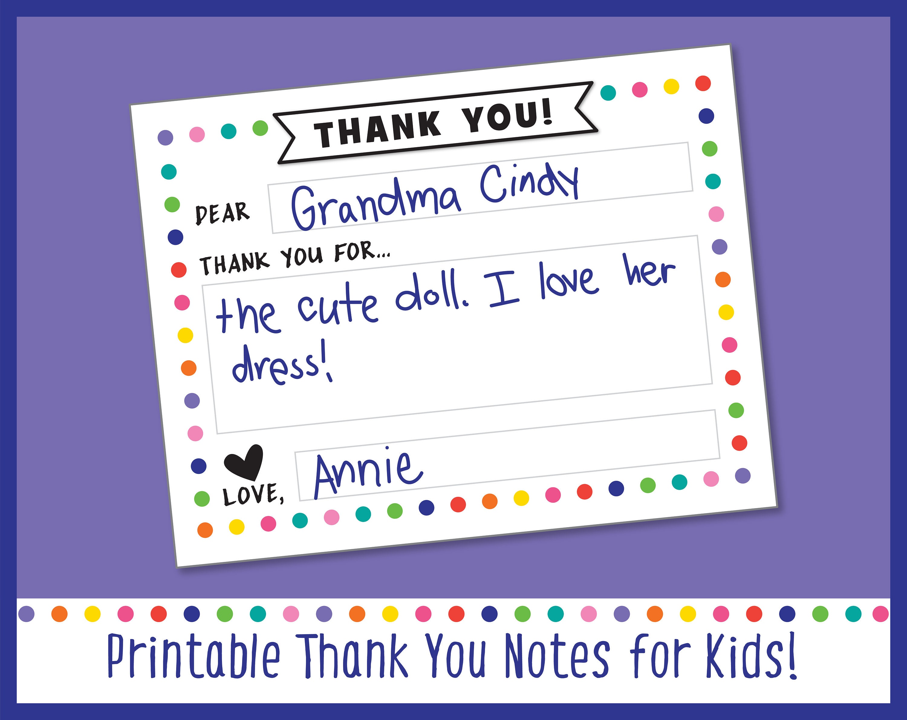 Printable Kids Thank You Note Template Kids Thank You Card - Etsy Canada