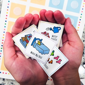 Chore Chart & 72 Cards, Kids Visual Chore Chart, Chore Schedule, Kids Chore Cards, Job Checklist For Kids