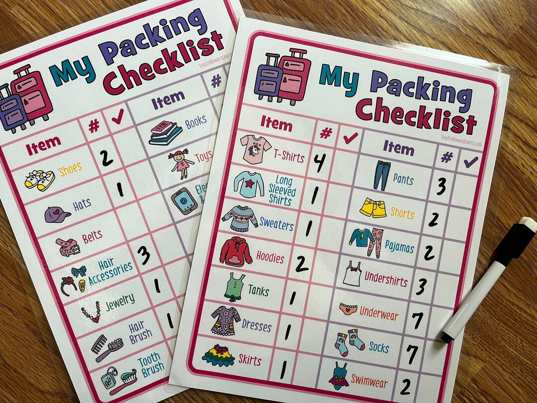 Packing Checklist for Girls - Etsy