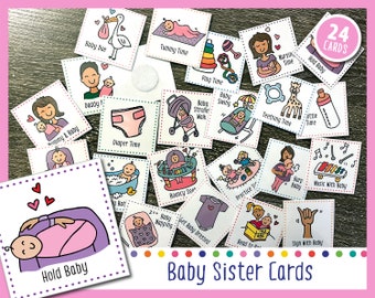 New Baby Sister Visual Cards | Visual Routine Card Set for Toddler/Kids/Autism/ADHD Picture/PEC Routine Schedule Weekly Calendar Planner