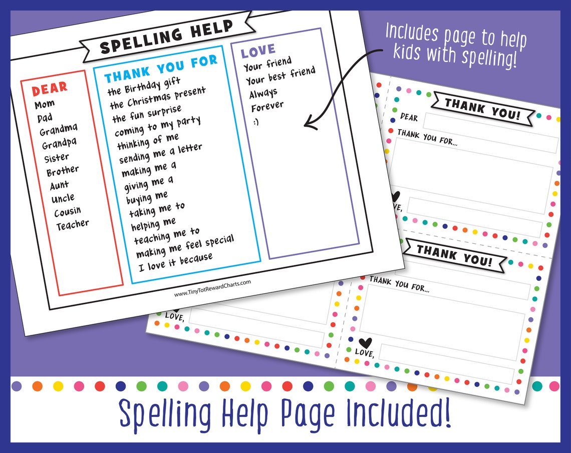 Thank You Note Template For Kids Printable