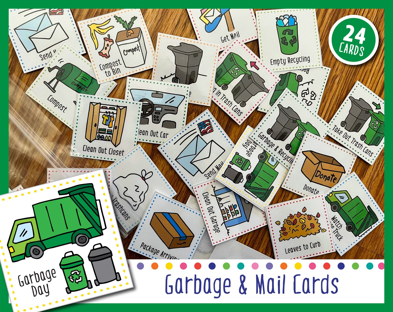 Garbage & Mail Visual Cards - Etsy