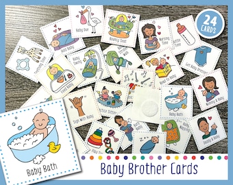 New Baby Brother Visual Cards | Visual Routine Card Set for Toddler/Kids/Autism/ADHD Picture/PEC Routine Schedule Weekly Calendar Planner