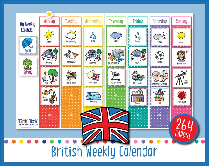 Printable British Weekly Visual Calendar Includes 264 Cards | Etsy