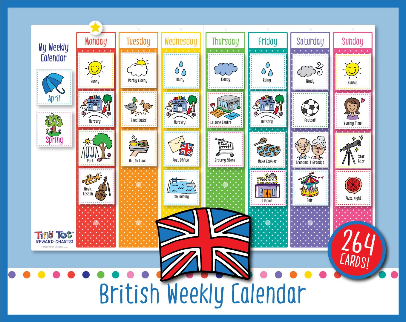 Printable British Weekly Visual Calendar includes 264 Cards - Etsy