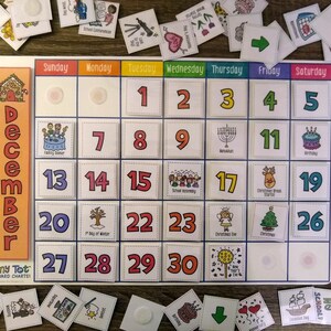 Maandelijkse visuele kalender (inclusief 132 kaarten), eeuwigdurende kalender voor kinderen, maandelijkse kalender voor kinderen, herbruikbare kalender voor kinderen