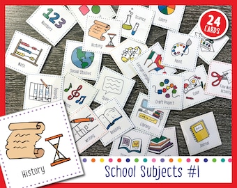 School Subjects #1  (Cards For Weekly Calendar)