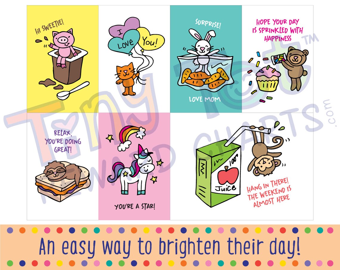 Printable Lunch Notes for Kids | Etsy