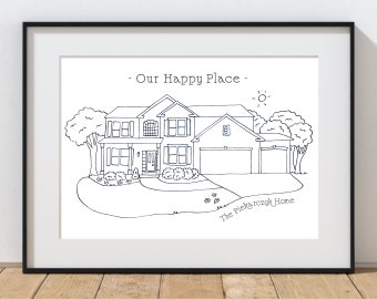 Our Happy Place (Custom Home Illustration)
