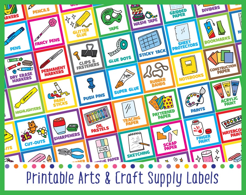 Printable Arts & Craft Supply Labels Etsy