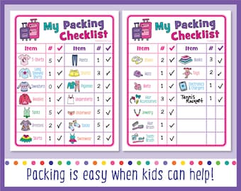 Lista de empaque imprimible para niñas