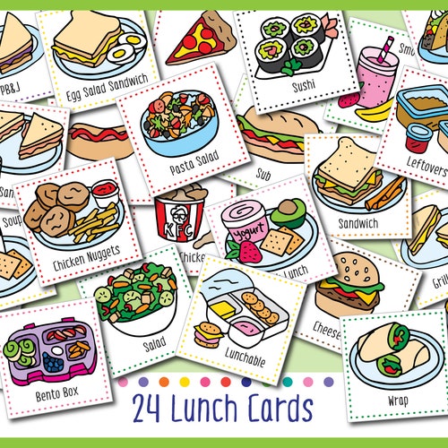 Lunch Mealplanning Cards Set printable Visual Cards Etsy