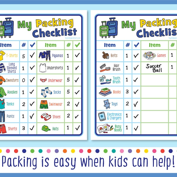 Printable Packing Checklist for Boys - Etsy