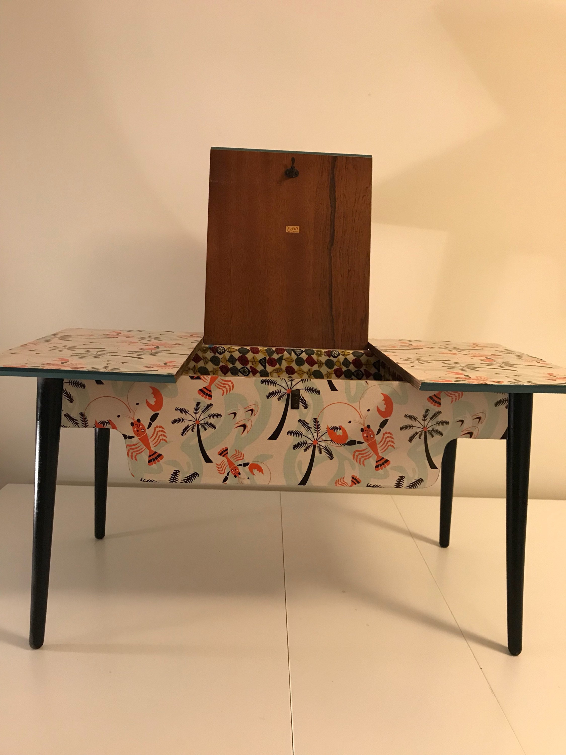 SOLD Original 50's Sewing Box Table Dansette Legs Refurbished Etsy
