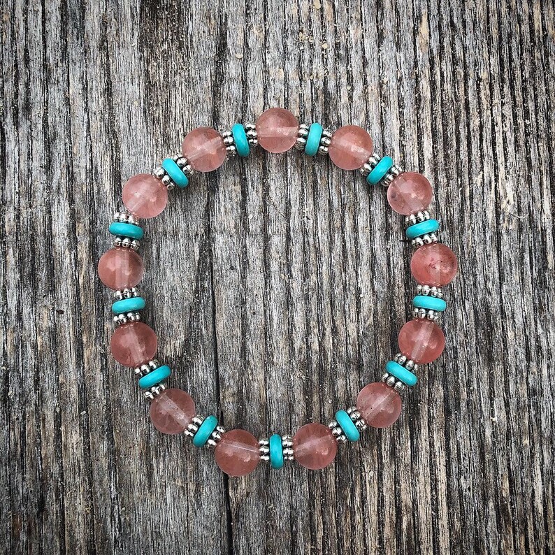Summer Vibes \u2022 Stacker Bracelet Set \u2022 Cherry Quartz \u2022 Howlite \u2022 Crystals