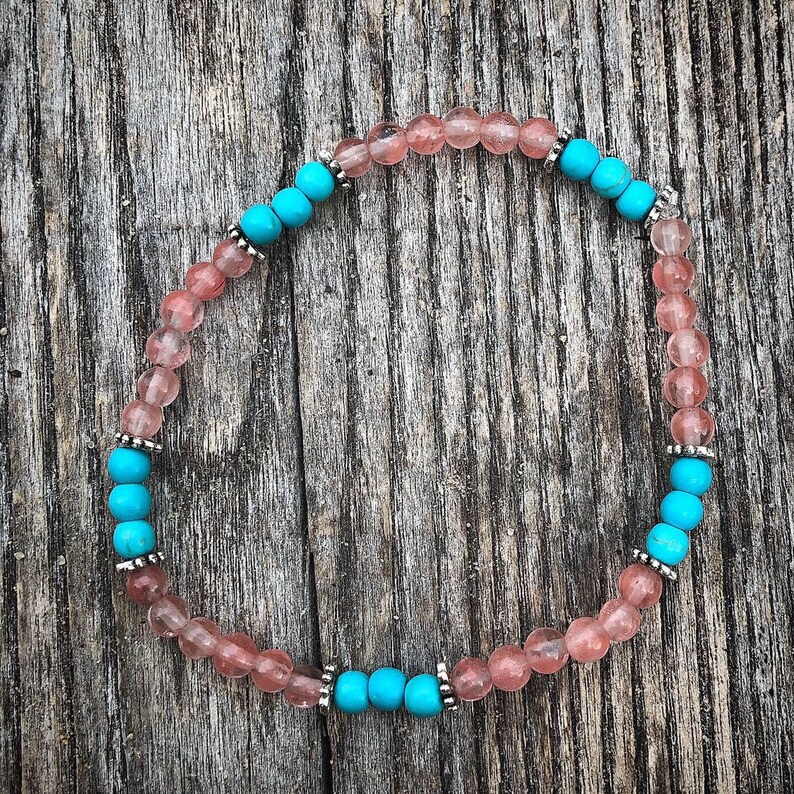 Summer Vibes \u2022 Stacker Bracelet Set \u2022 Cherry Quartz \u2022 Howlite \u2022 Crystals
