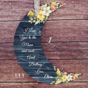 Personalized Aunt Moon Sign: Floral Wood Decor, Aunt Gift