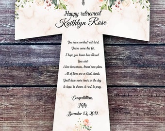 Personalized Retirement Blessing Cross: Floral Retirement Gift DDP ShippingDDP Shipping