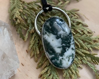 Tree Agate Soldered Necklace | Crystal Jewelry | Grounding, Nurturing, Gaia | Soft Solder | Hippie Boho Alternative Style