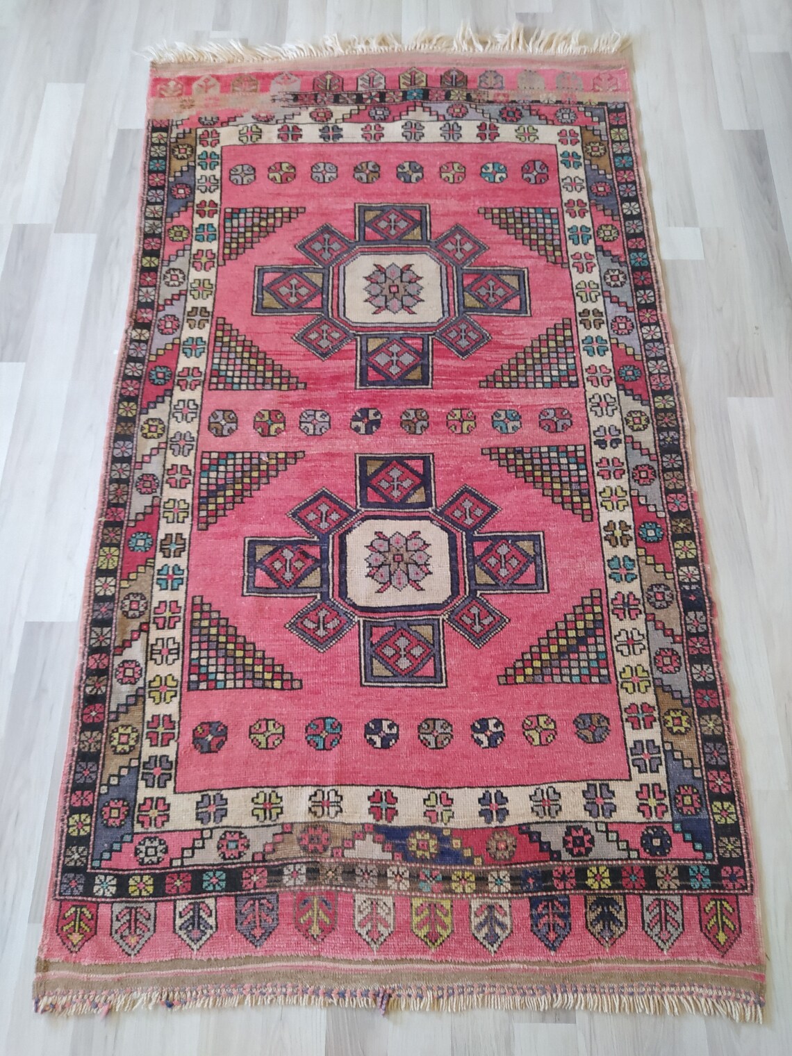 Rustic Kitchen Rug Pink Blue Turkish Oushak Rug for Kitchen Etsy