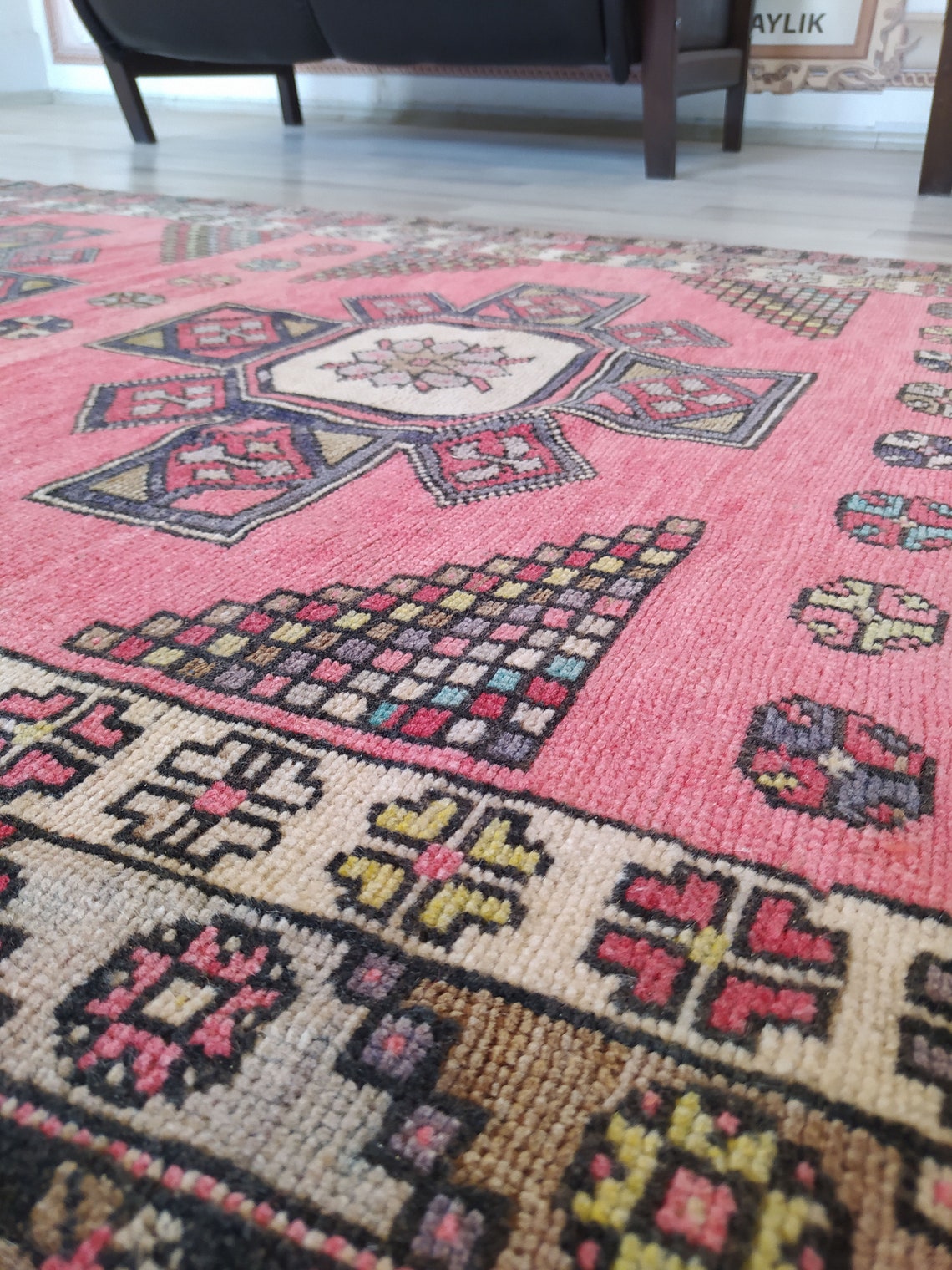 Rustic Kitchen Rug Pink Blue Turkish Oushak Rug for Kitchen Etsy