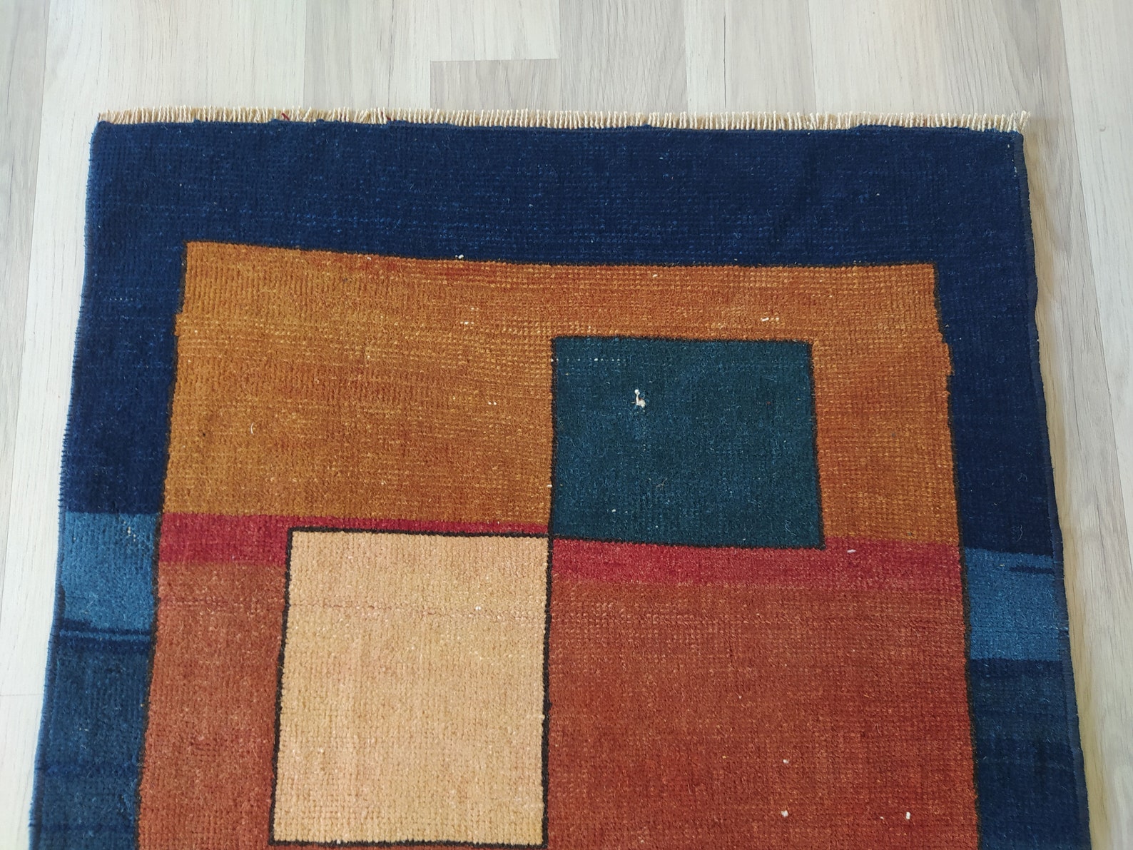 Square rug square rug 2x2 small blue rug brown rug rugs Etsy