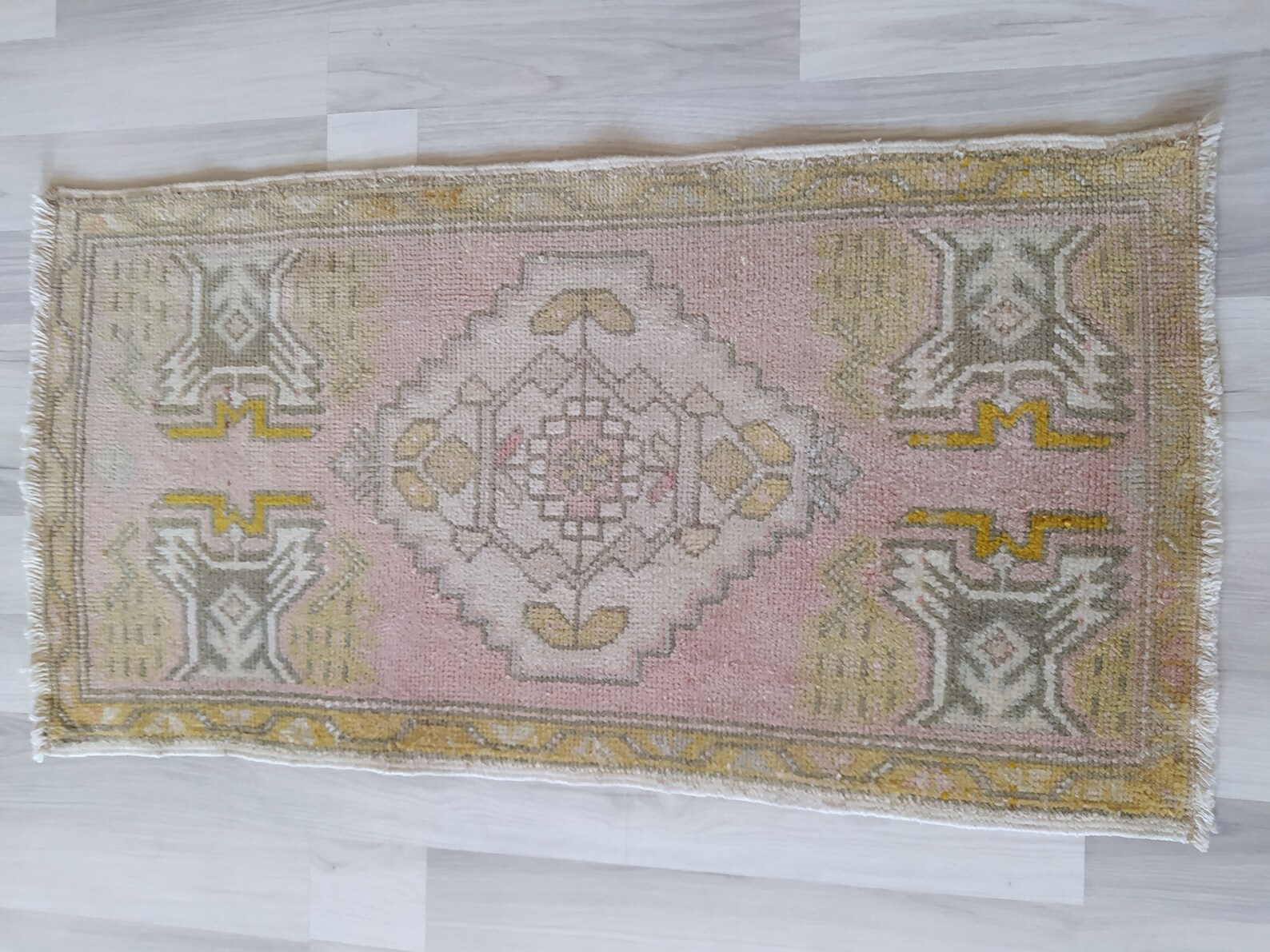 Pink Small Bathroom Rug Vintage Small Oushak Rug Oushak Mat Etsy